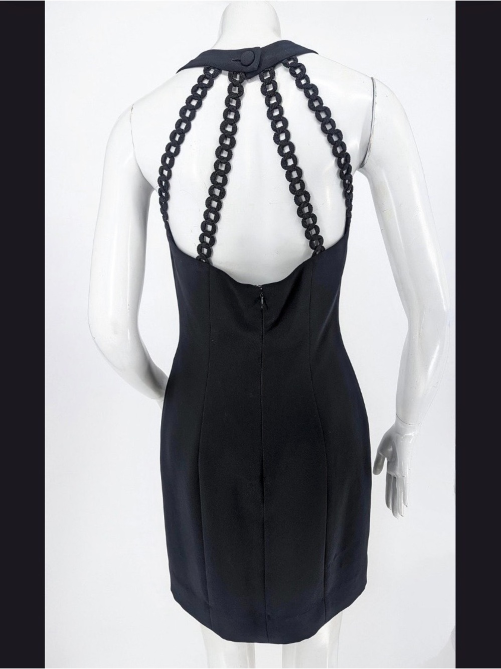 Cache black dress with Chain Link Back Detail size 4